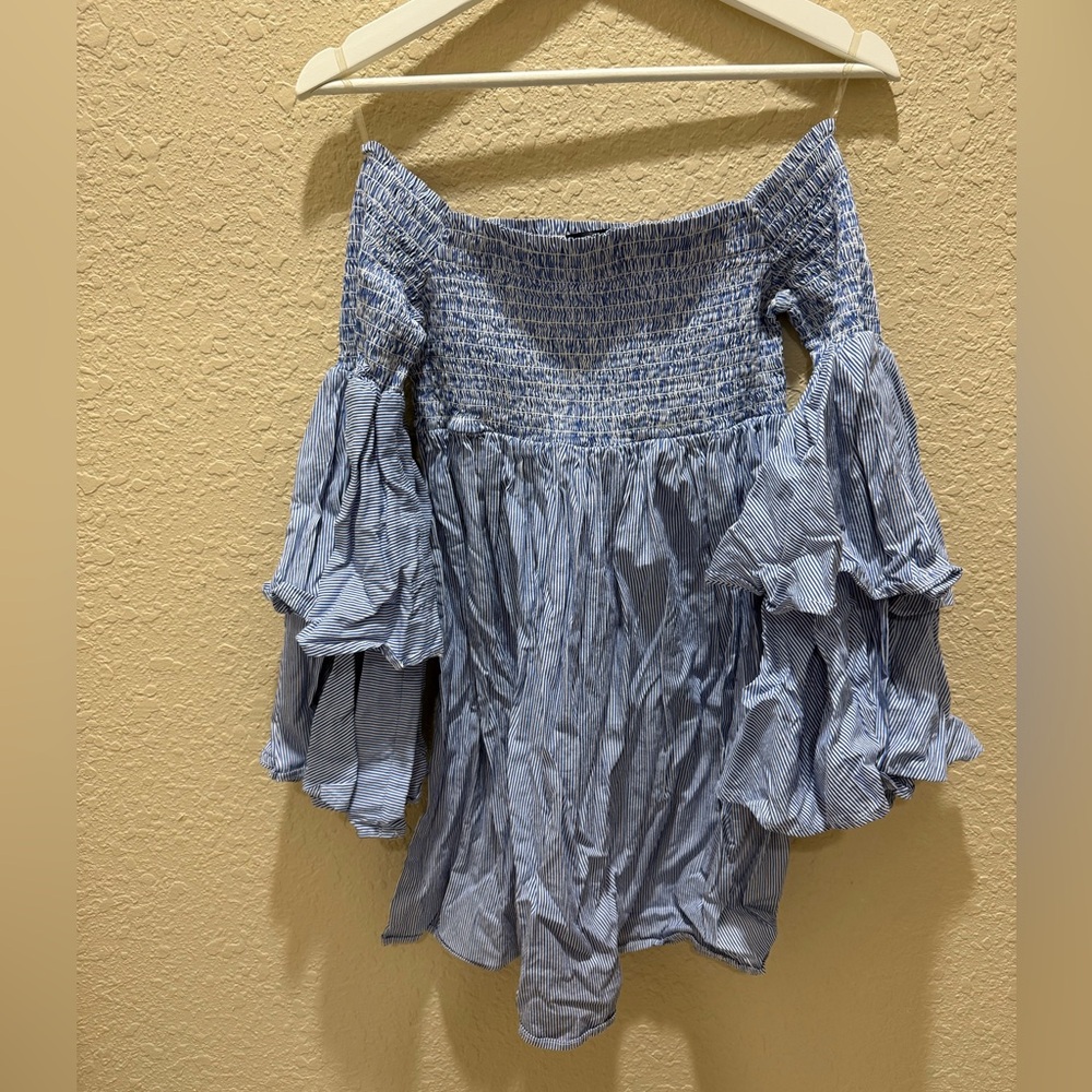 Aqua Striped Blue and White Cotton Dress